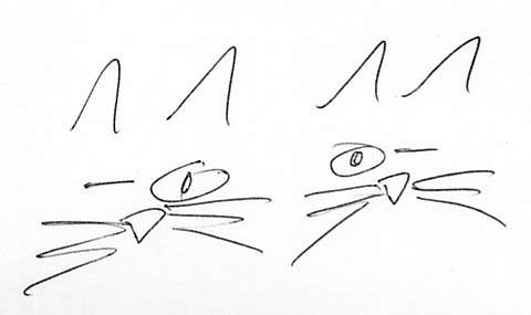 hand sketch of two cats